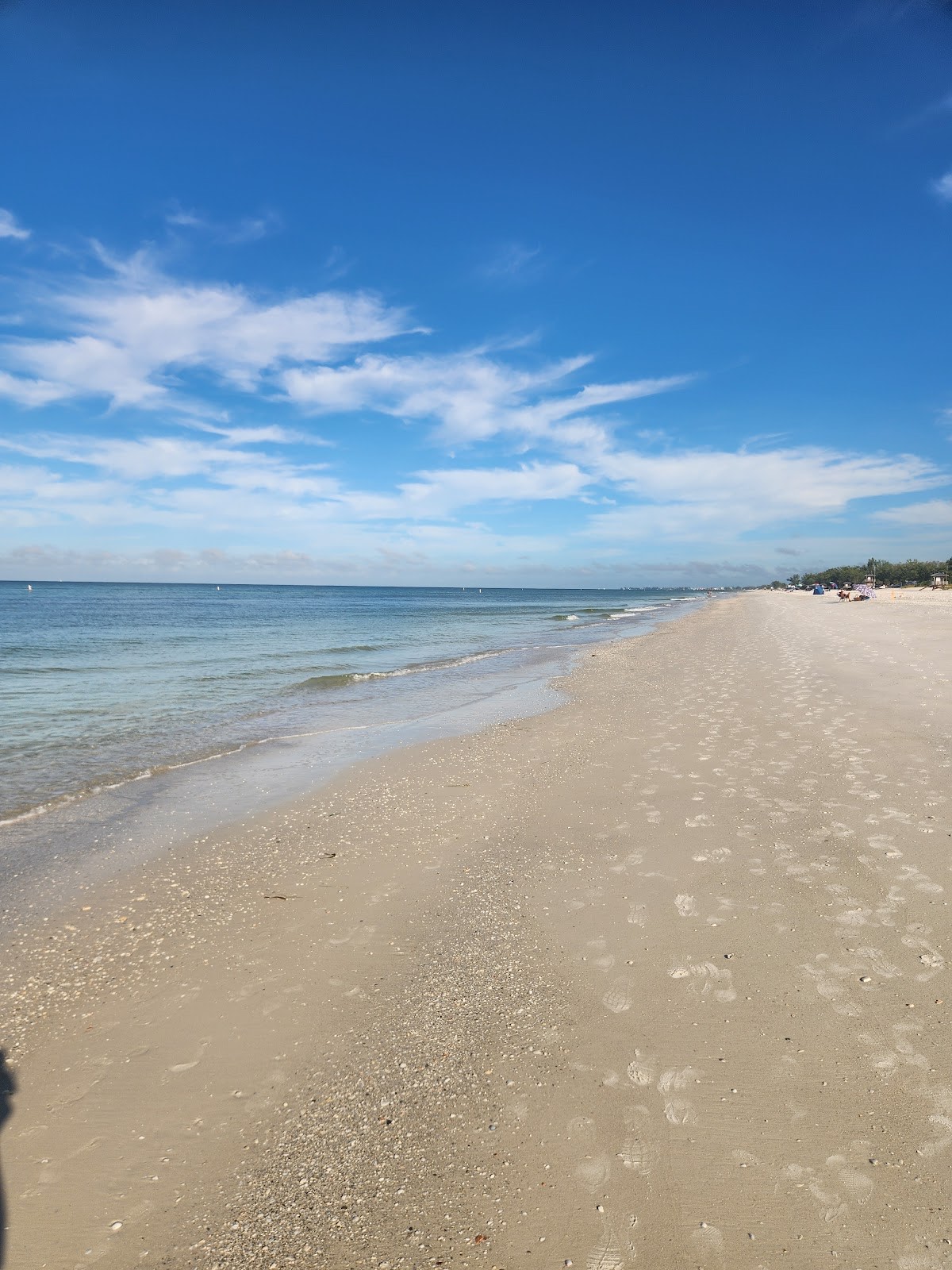 Wide view of the white sand shoreline meeting the turquoise Gulf of Mexico